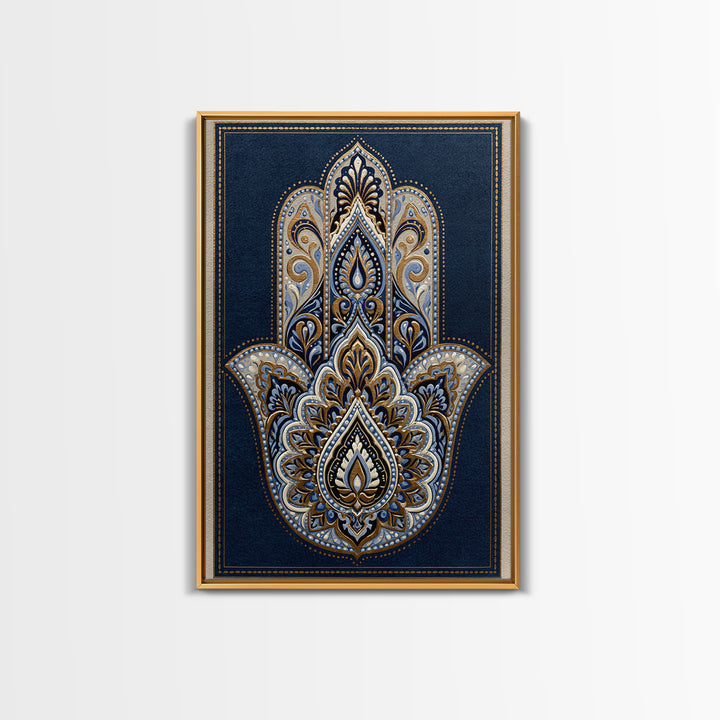 Protective Hand Motif Framed Canvas Print, Spiritual Art, Gallery Decor, Living Room Decor, Fine Art, Spirit, Poster, SPI-2x3-55