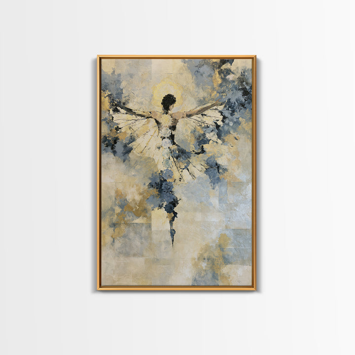Chakra Inspired Figure in Soft Colors Framed Canvas Print, Spiritual Art, Textured Painting, Living Room Decor, Spirit, SPI-2x3-63
