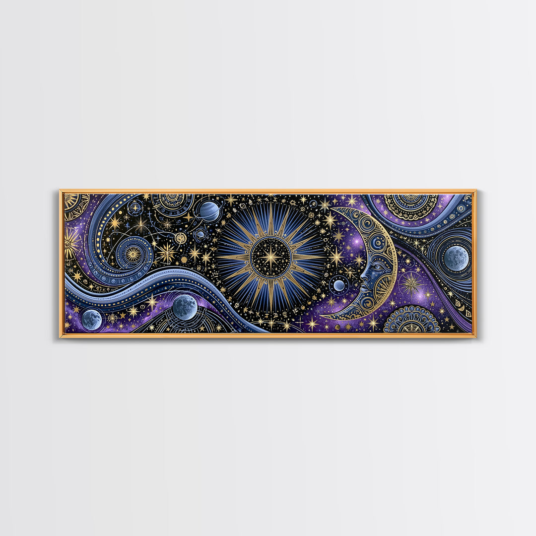 Sun and Moon Spiritual Balance Composition Canvas Print, Spiritual Art, Wall Art, Living Room Decor, Fine Art, Spirit, SPI-3x1-48