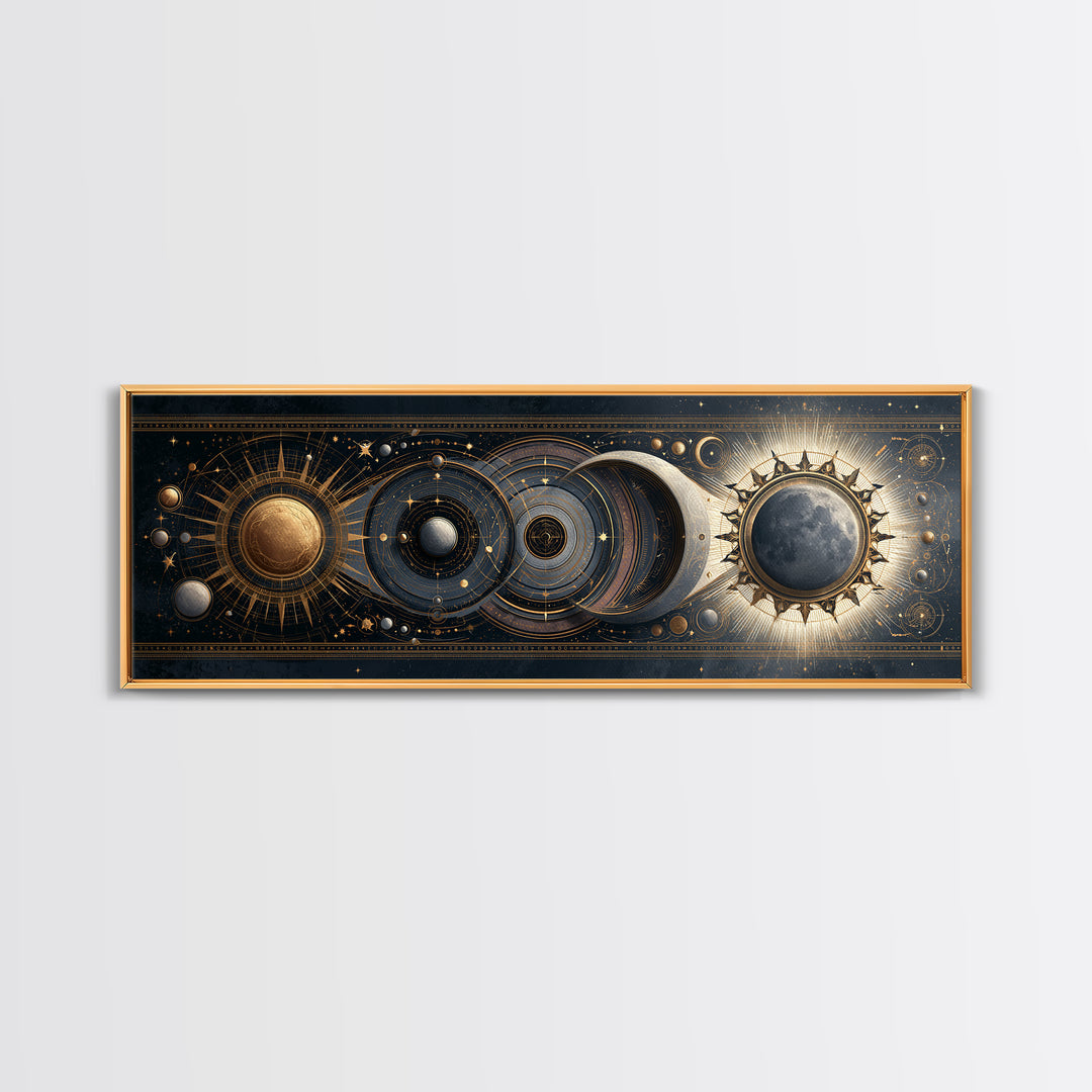 Sun and Moon Spiritual Balance Composition Canvas Print, Spiritual Art, Wallart, Living Room Decor, Fine Art, Spirit, SPI-3x1-96