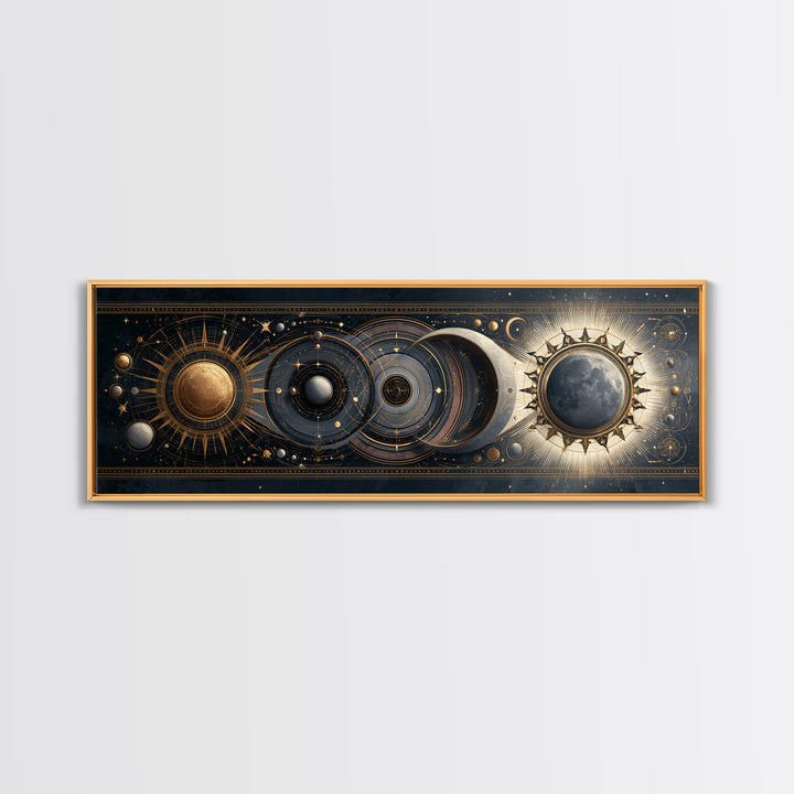 Sun and Moon Spiritual Balance Composition Canvas Print, Spiritual Art, Wallart, Living Room Decor, Fine Art, Spirit, SPI-3x1-96