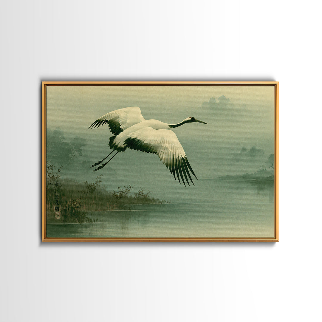 White Crane Flying Canvas Print, Spiritual Art, Fine Art Print, Living Room Decor, Fine Art, Spirit, Digital Prints, Art Prints, SPI-3x2-4