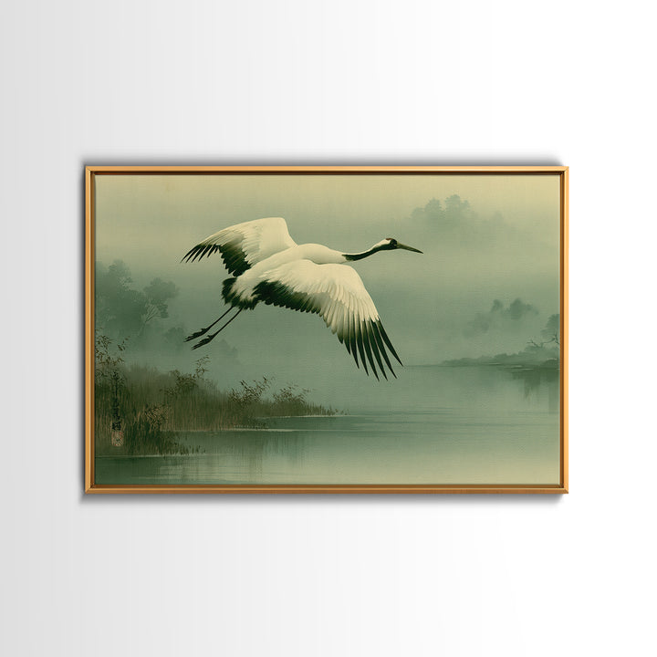 White Crane Flying Canvas Print, Spiritual Art, Fine Art Print, Living Room Decor, Fine Art, Spirit, Digital Prints, Art Prints, SPI-3x2-4