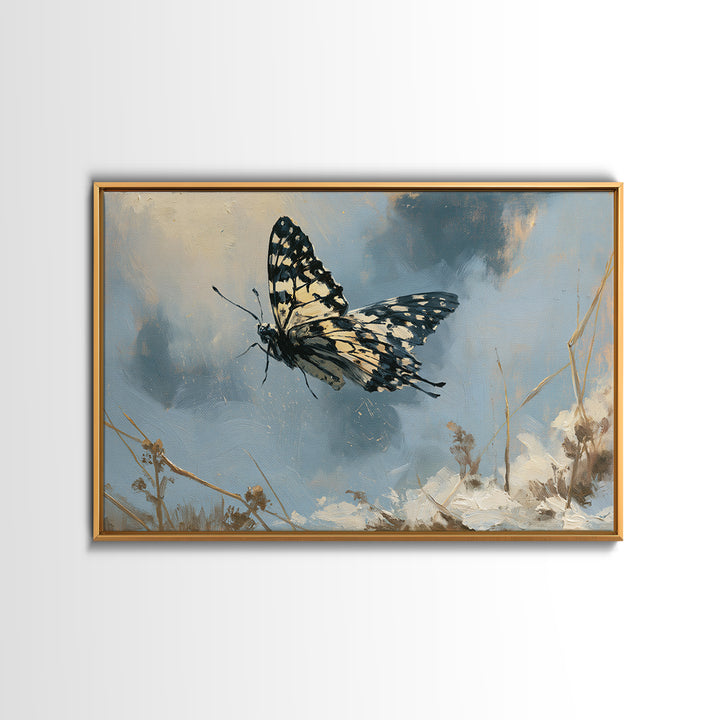 Butterfly Transformation Scene Canvas Print, Spiritual Art, Minimalist Wall Art, Living Room Decor, Abstract Art, Spirit, SPI-3x2-43