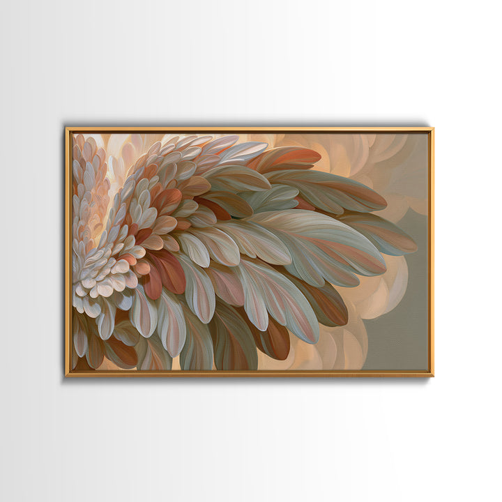 Angel Wings Emerging from Warm Light Framed Canvas Print, Spiritual Art, Christian Wall Art, Living Room Decor, Spirit, SPI-3x2-77