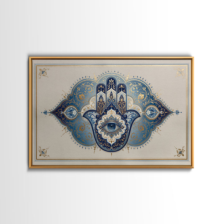 Protective Hand Motif Framed Canvas Print, Spiritual Art, Boho Decor, Living Room Decor, Fine Art, Spirit, Art Prints, SPI-3x2-99