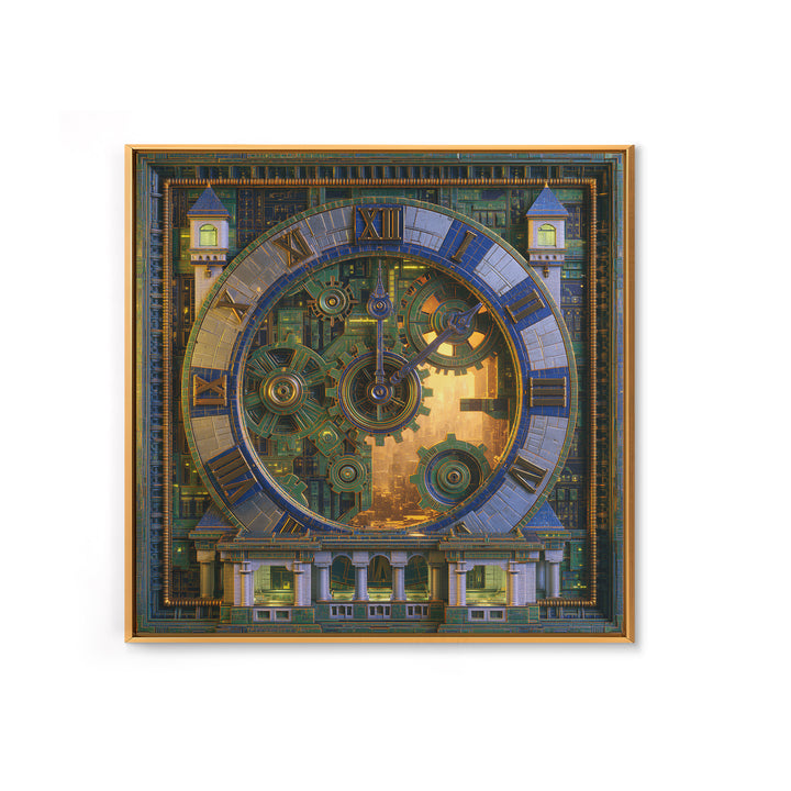 Clock Tower Gears Canvas Print, Steampunk Art, Abstract Art Print, Living Room Decor, Watercolor Art, Mechanic, STE-1x1-13