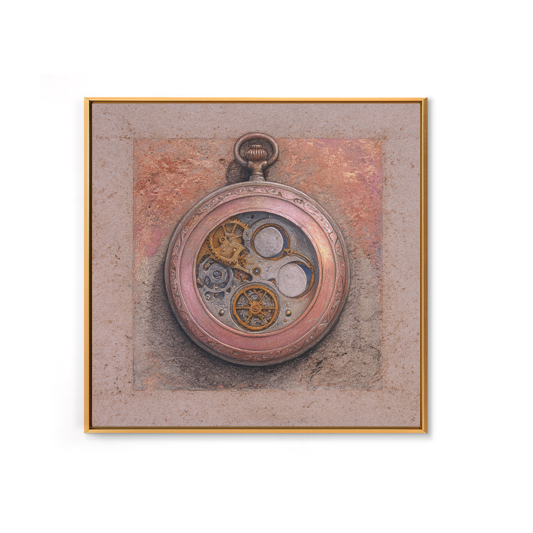 Gear Filled Pocket Watch Framed Canvas Print, Steampunk Art, Gallery Decor, Living Room Decor, Fine Art, Mechanic, Wall Art, STE-1x1-32