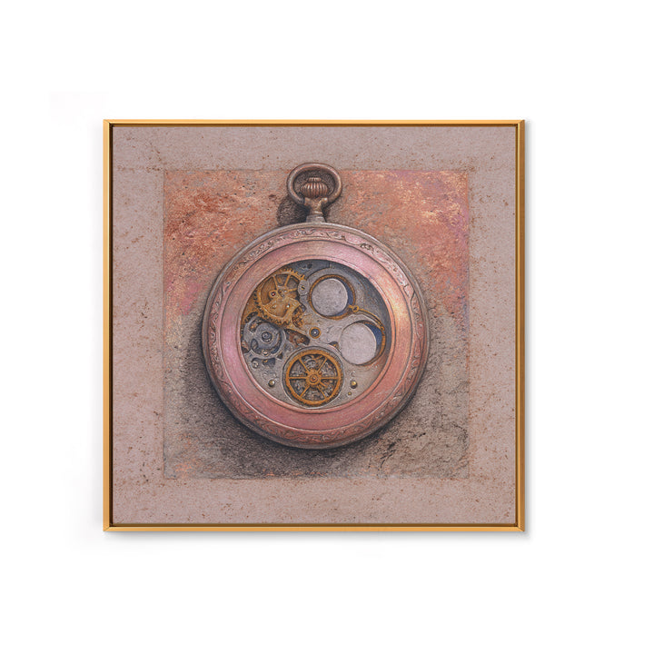 Gear Filled Pocket Watch Framed Canvas Print, Steampunk Art, Gallery Decor, Living Room Decor, Fine Art, Mechanic, Wall Art, STE-1x1-32