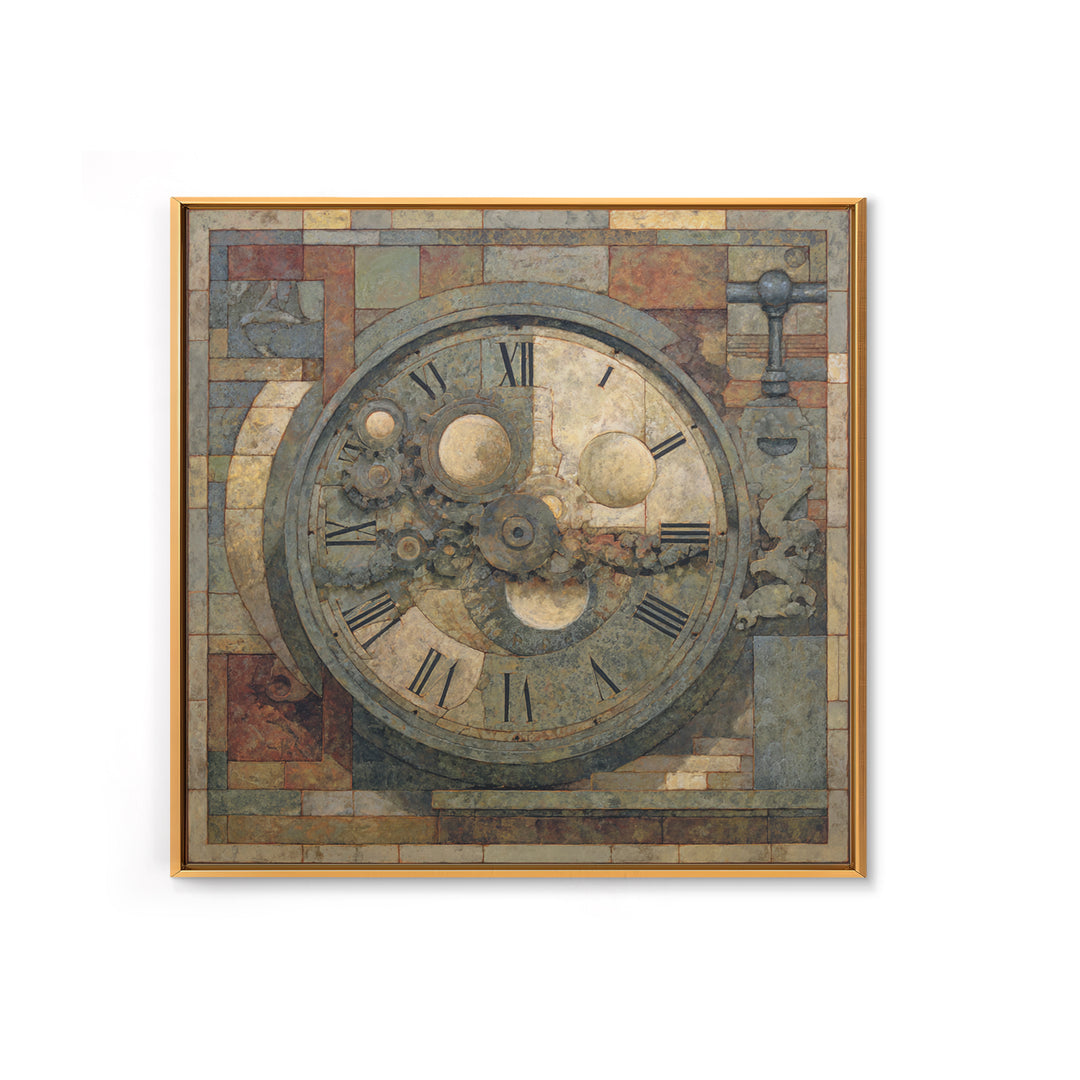 Gear Heart with Pipes and Valves Framed Canvas Print, Steampunk Art, Abstract Art, Living Room Decor, Fine Art, Mechanic, STE-1x1-44