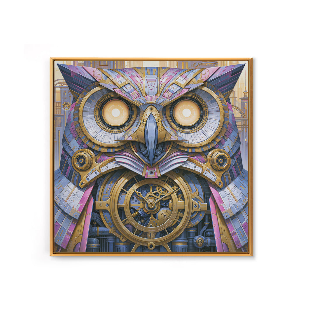 Brass Clockwork Owl Canvas Print, Steampunk Art, Room Decor, Living Room Decor, Fine Art, Mechanic, Original Art, Art Nouveau, STE-1x1-49