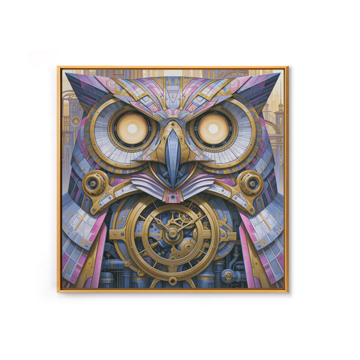Brass Clockwork Owl Canvas Print, Steampunk Art, Room Decor, Living Room Decor, Fine Art, Mechanic, Original Art, Art Nouveau, STE-1x1-49