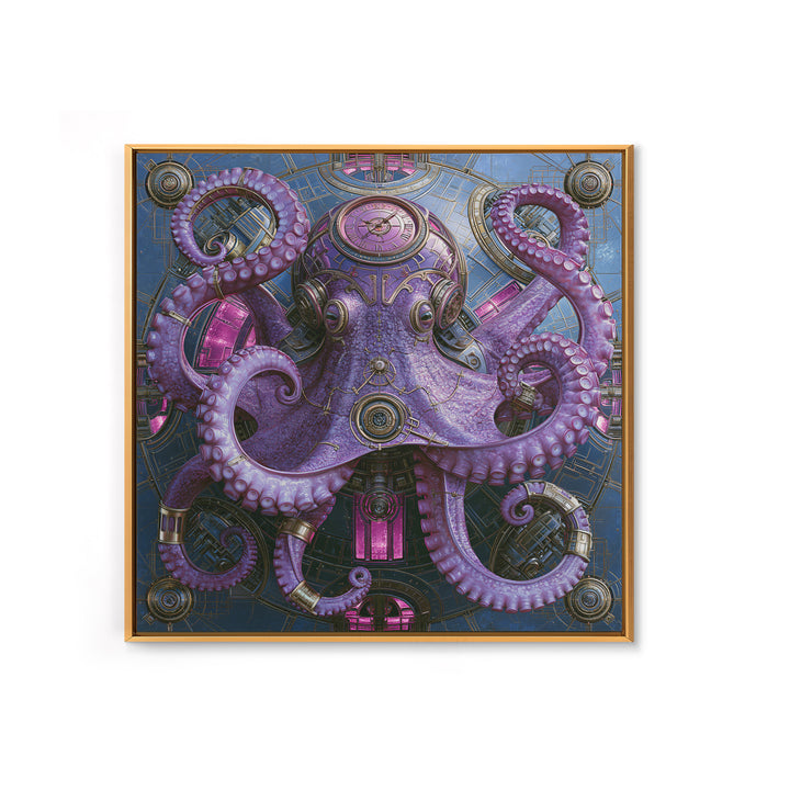 Steampunk Octopus with Brass Tentacles Canvas Print, Steampunk Art, Fine Art Print, Living Room Decor, Fine Art, Mechanic, STE-1x1-5