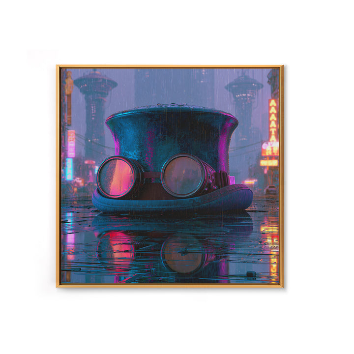 Top Hat and Goggles Still Life Framed Canvas Print, Steampunk Art, Wall Art Print, Living Room Decor, Fine Art, Mechanic, STE-1x1-52
