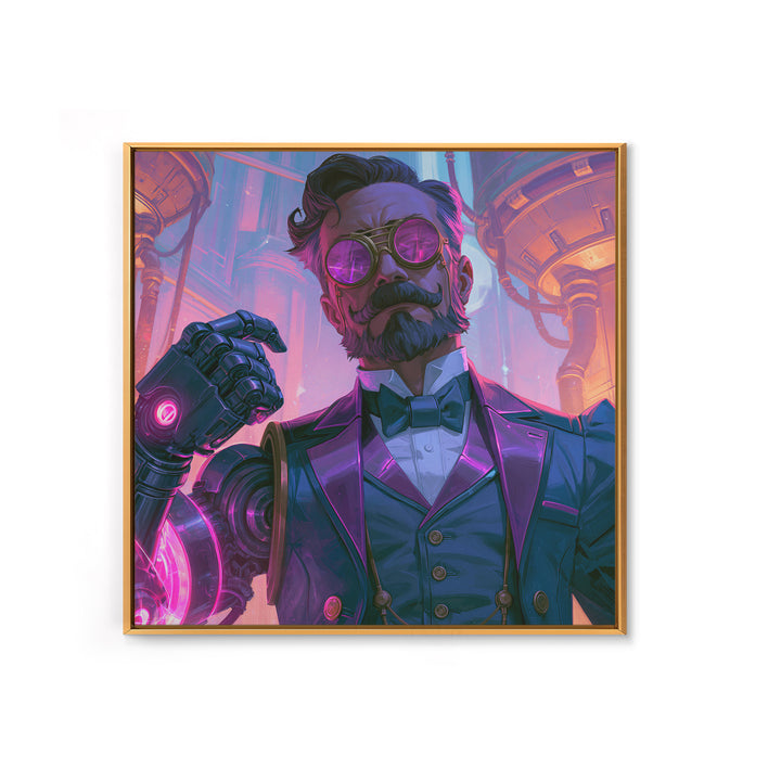 Victorian Inventor Portrait Canvas Print, Steampunk Art, Abstract Art Print, Living Room Decor, Fine Art, Mechanic, STE-1x1-55