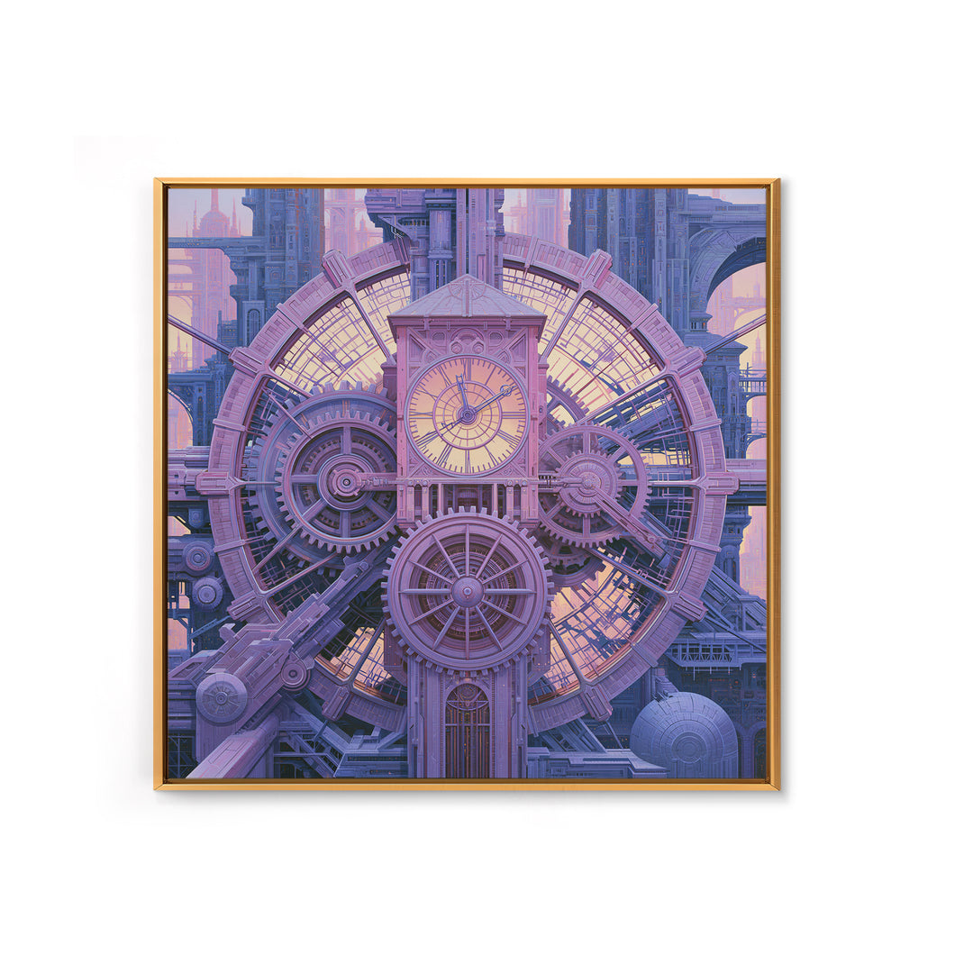 Clock Tower Gears Framed Canvas Print, Steampunk Art, Boho Decor, Living Room Decor, Oil Painting, Mechanic, Art Print, STE-1x1-61