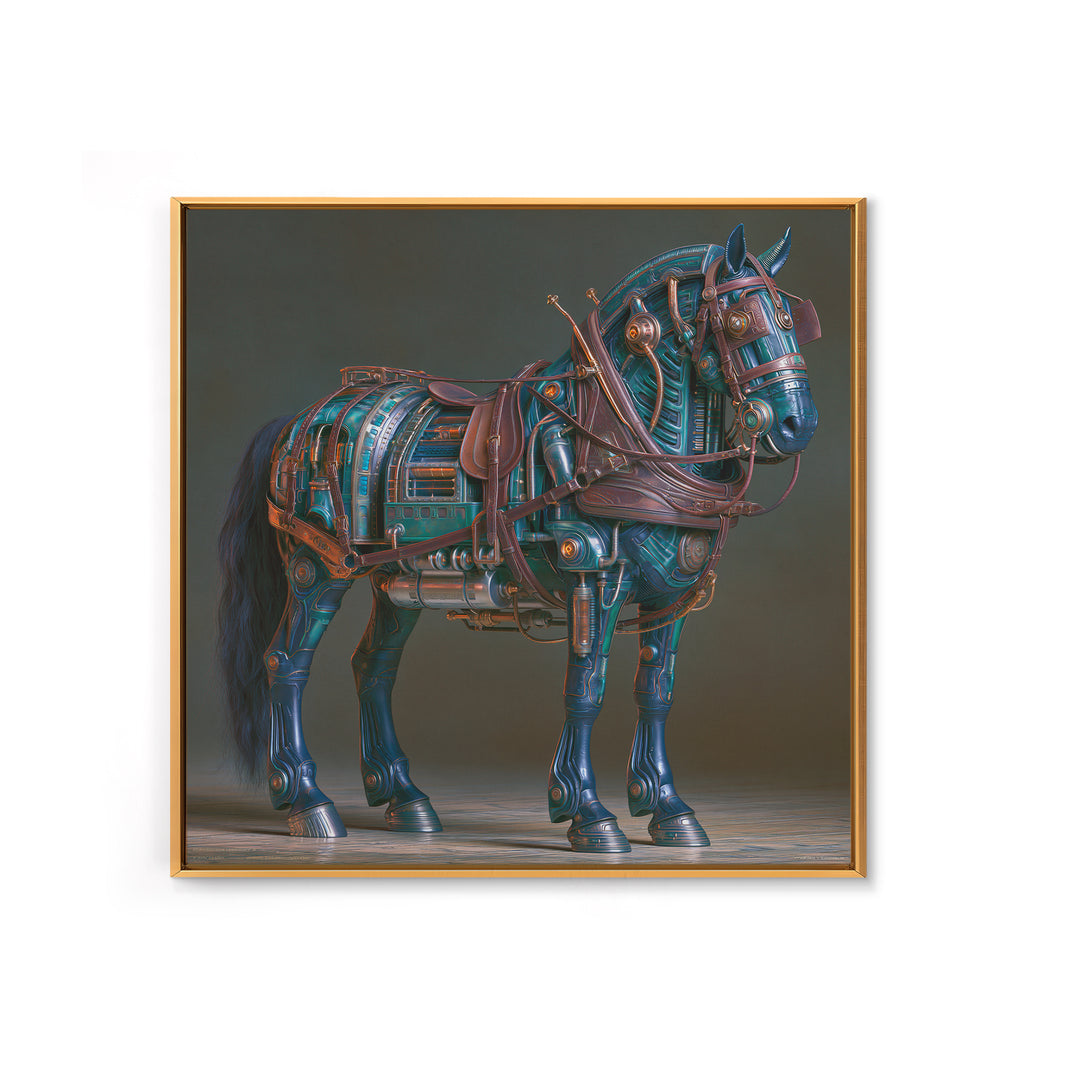 Steam Powered Horse Framed Canvas Print, Steampunk Art, Neutral Decor, Living Room Decor, Fine Art, Mechanic, Home Decor, STE-1x1-63