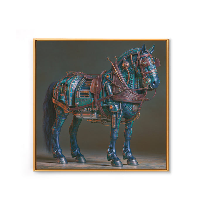 Steam Powered Horse Framed Canvas Print, Steampunk Art, Neutral Decor, Living Room Decor, Fine Art, Mechanic, Home Decor, STE-1x1-63