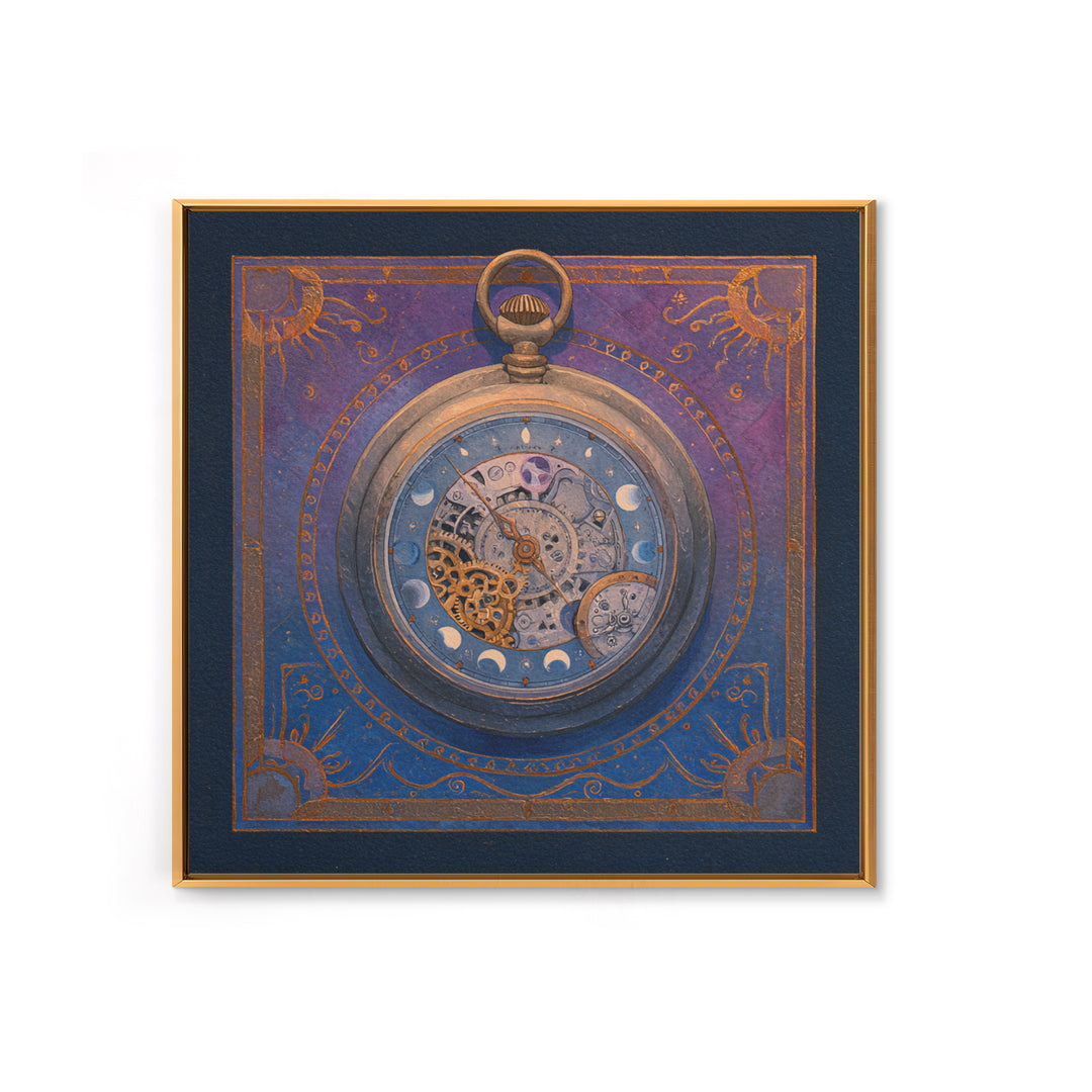 Gear Filled Pocket Watch Framed Canvas Print, Steampunk Art, Steampunk, Living Room Decor, Mechanic, Wall Art Living Room, STE-1x1-8
