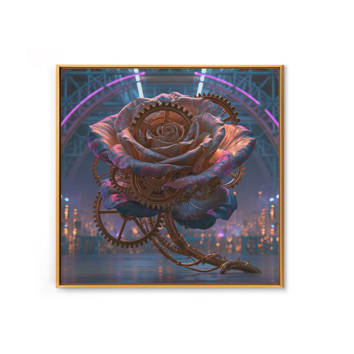 Mechanical Rose Made of Copper Gears Canvas Print, Steampunk Art, Wall Decor, Living Room Decor, Mechanic, Whimsical Decor, STE-1x1-99