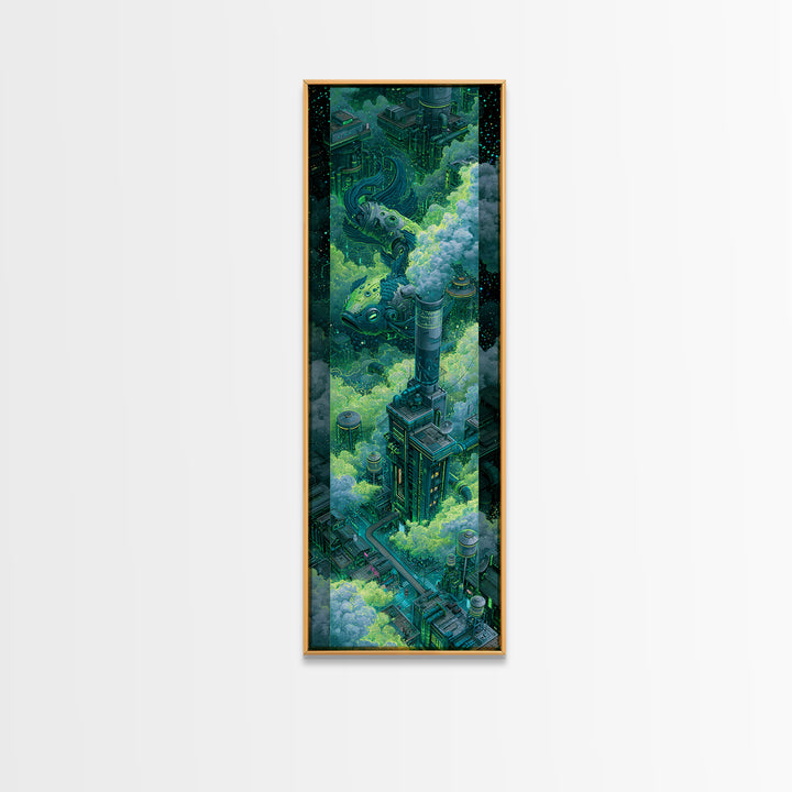 Mechanical Fish Swimming Through Clouds Canvas Print, Steampunk Art, Gothic Art, Living Room Decor, Fine Art, Mechanic, STE-1x3-10