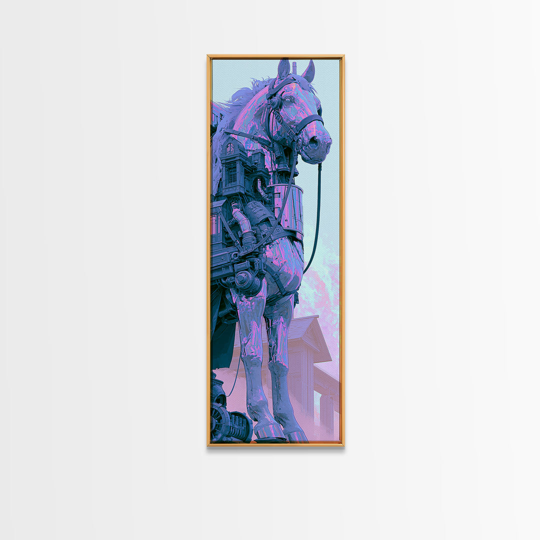 Steam Powered Horse Canvas Print, Steampunk Art, Printable Art, Living Room Decor, Oil Painting, Mechanic, Steampunk Decor, STE-1x3-27