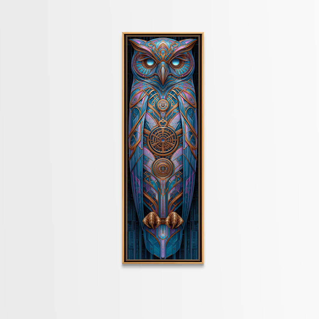 Brass Clockwork Owl Canvas Print, Steampunk Art, Minimalist Decor, Living Room Decor, Fine Art, Mechanic, Abstract Art, STE-1x3-37