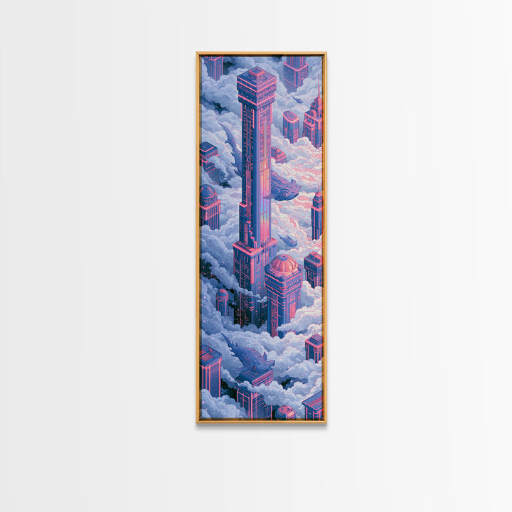 Mechanical Fish Swimming Through Clouds Canvas Print, Steampunk Art, Abstract Art Print, Living Room Decor, Mechanic, STE-1x3-58