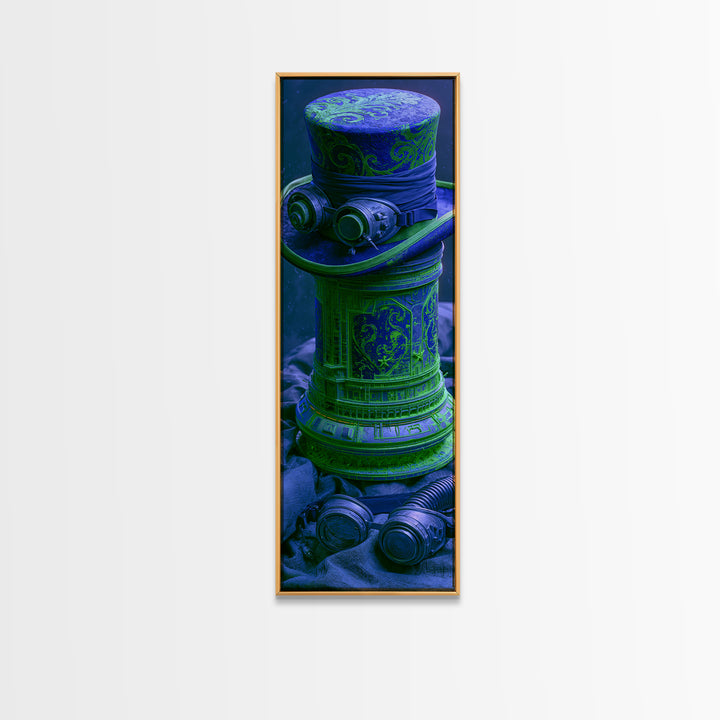 Top Hat and Goggles Still Life Framed Canvas Print, Steampunk Art, Wall Art Print, Living Room Decor, Fine Art, Mechanic, STE-1x3-64
