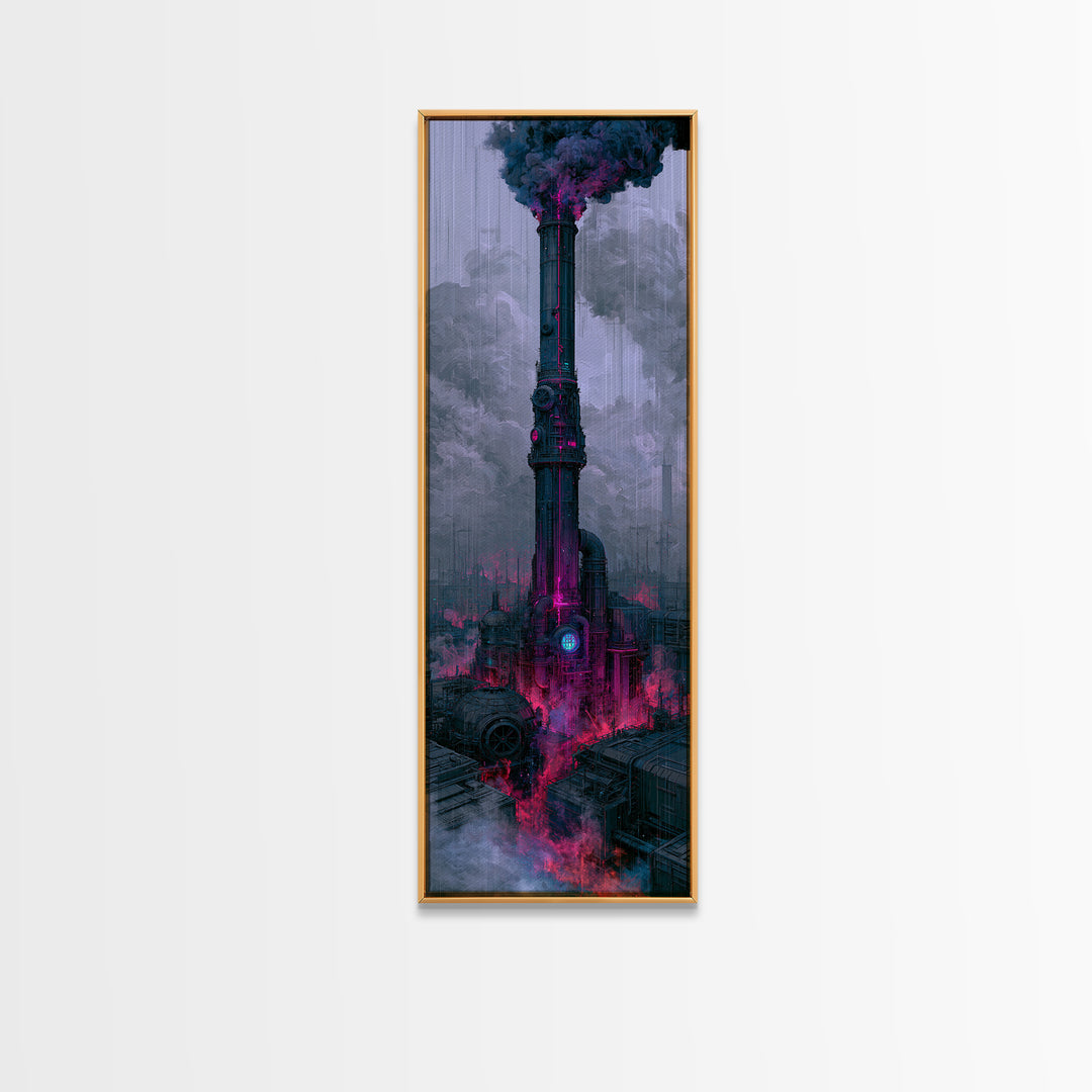 Steam Powered City Skyline Canvas Print, Steampunk Art, Wall Art Living Room, Living Room Decor, Abstract Art, Mechanic, STE-1x3-81