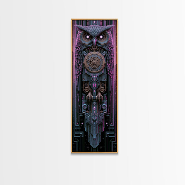 Brass Clockwork Owl Canvas Print, Steampunk Art, Art Nouveau, Living Room Decor, Mechanic, Modern Art, Digital Download Art, STE-1x3-85