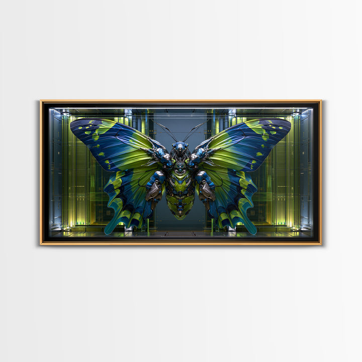 Mechanical Butterfly Specimen Framed Canvas Print, Steampunk Art, Contemporary Art, Living Room Decor, Fine Art, Mechanic, STE-2x1-10