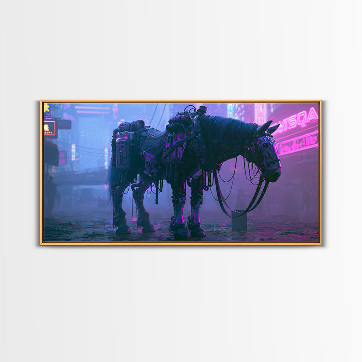 Steam Powered Horse Framed Canvas Print, Steampunk Art, Wall Art Living Room, Living Room Decor, Mechanic, Modern Decor, STE-2x1-11