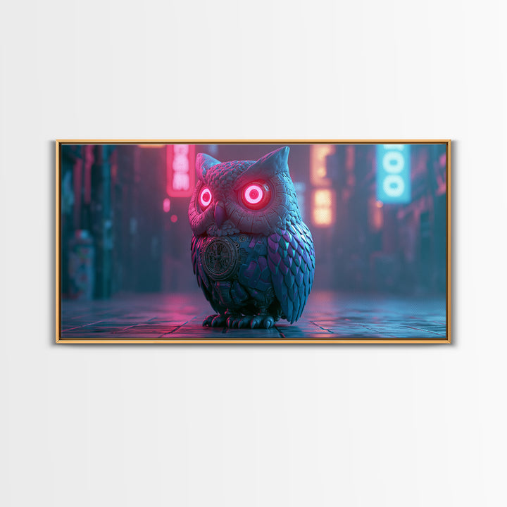 Brass Clockwork Owl Canvas Print, Steampunk Art, Living Room Decor, Oil Painting, Mechanic, Whimsigoth Decor, STE-2x1-21