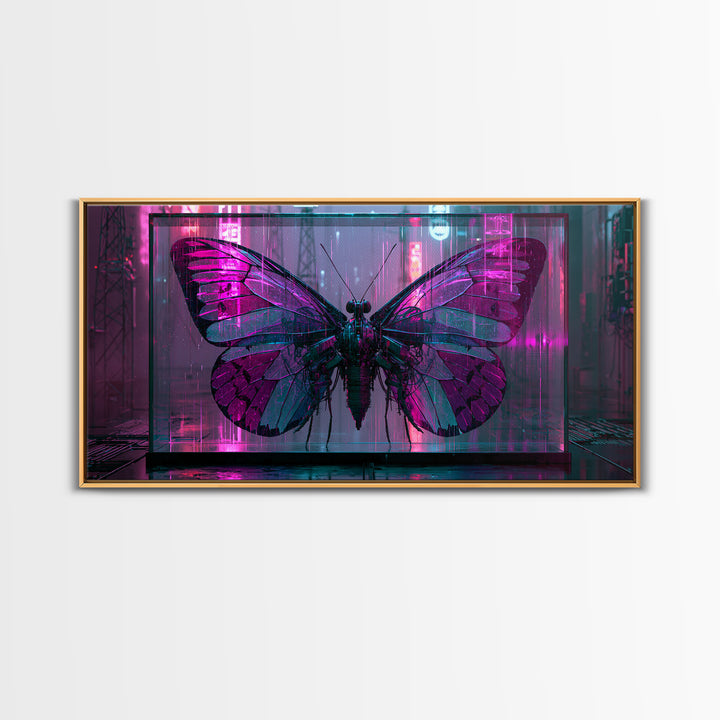 Mechanical Butterfly Specimen Framed Canvas Print, Steampunk Art, Contemporary Art, Living Room Decor, Fine Art, Mechanic, STE-2x1-34