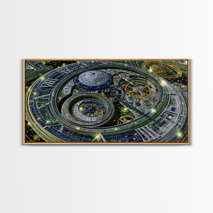 Gear Filled Pocket Watch Canvas Print, Steampunk Art, Boho Wall Art, Living Room Decor, Fine Art, Mechanic, Dark Art, STE-2x1-76