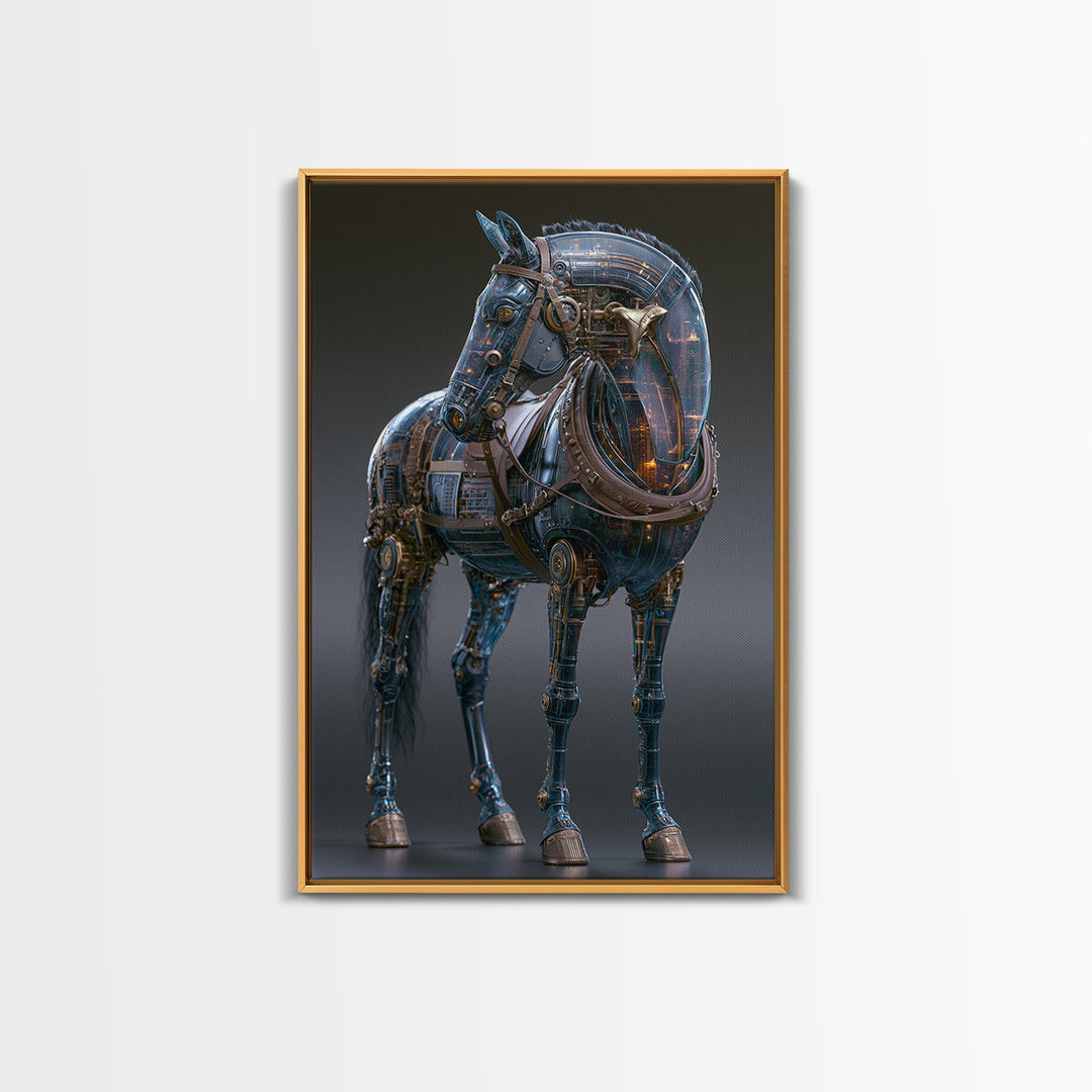 Steam Powered Horse Canvas Print, Steampunk Art, Digital Art, Living Room Decor, Mechanic, Wall Art Print, Whimsigoth Decor, STE-2x3-23