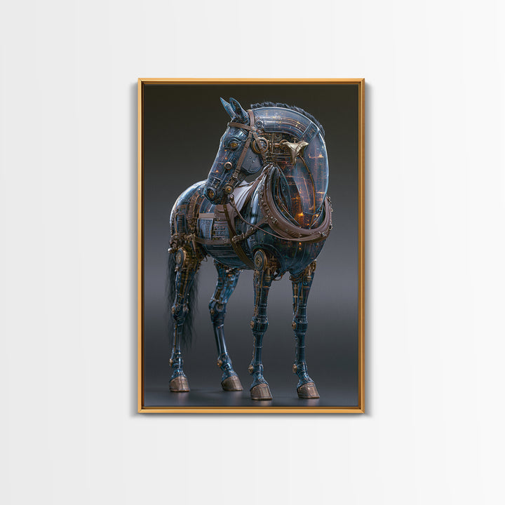 Steam Powered Horse Canvas Print, Steampunk Art, Digital Art, Living Room Decor, Mechanic, Wall Art Print, Whimsigoth Decor, STE-2x3-23