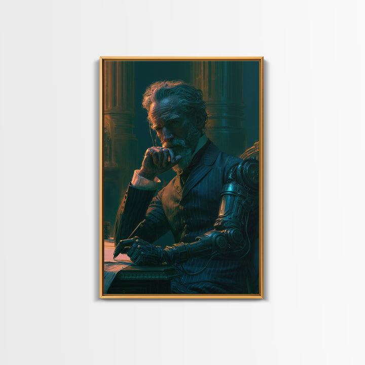 Victorian Inventor Portrait Canvas Print, Steampunk Art, Art Nouveau, Living Room Decor, Oil Painting, Mechanic, Modern Art, STE-2x3-39