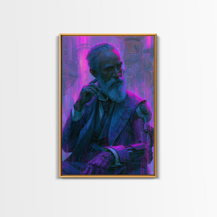 Victorian Inventor Portrait Framed Canvas Print, Steampunk Art, Whimsical Decor, Living Room Decor, Fine Art, Mechanic, STE-2x3-63