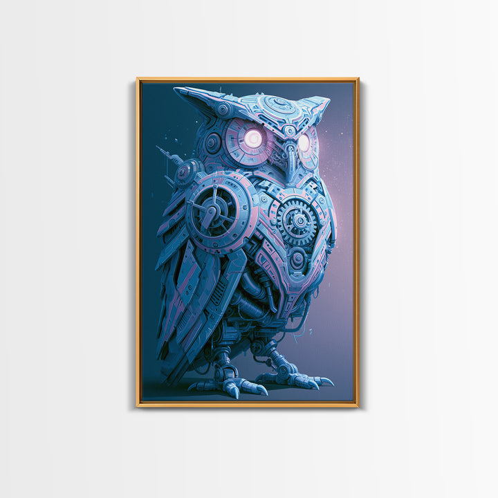 Brass Clockwork Owl Canvas Print, Steampunk Art, Cat Art, Living Room Decor, Oil Painting, Mechanic, Fine Art Print, STE-2x3-81