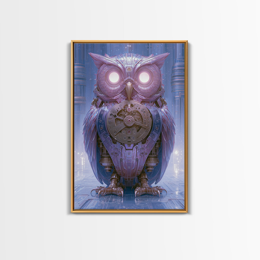 Brass Clockwork Owl Canvas Print, Steampunk Art, Art Nouveau, Living Room Decor, Mechanic, Modern Art, Digital Download Art, STE-2x3-9