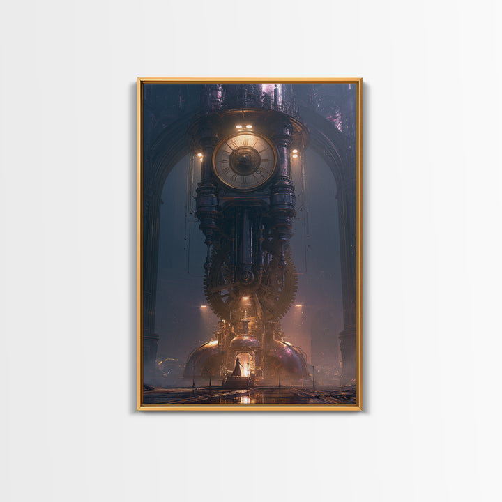 Clock Tower Gears Framed Canvas Print, Steampunk Art, Wall Art Print, Living Room Decor, Fine Art, Mechanic, Gallery Decor, STE-2x3-93