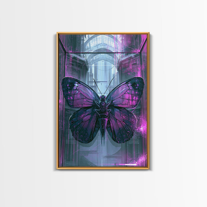 Mechanical Butterfly Specimen Framed Canvas Print, Steampunk Art, Digital Print, Living Room Decor, Fine Art, Mechanic, STE-2x3-94