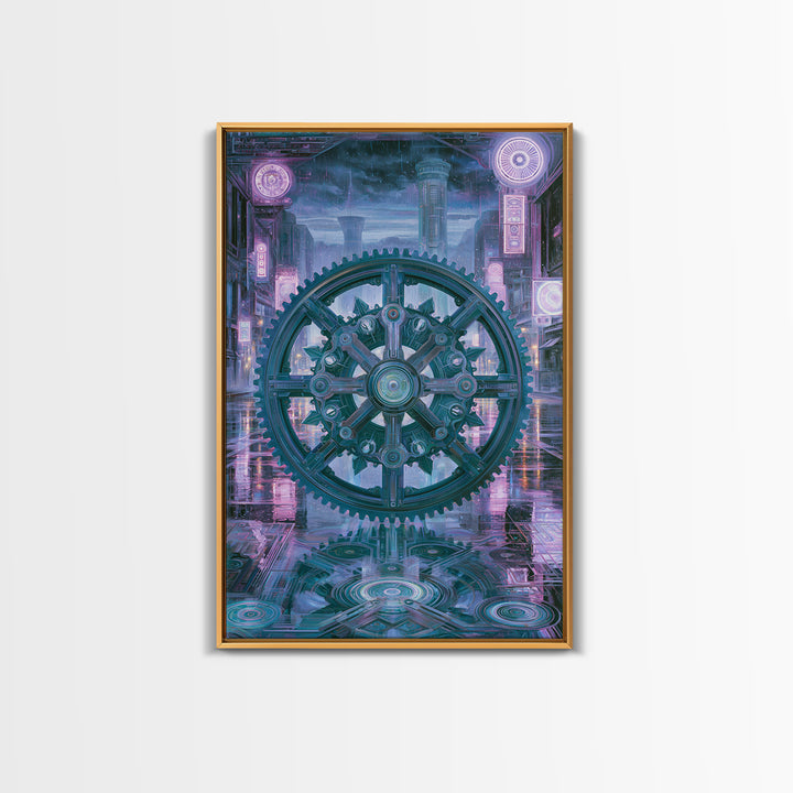 Cogwheel Mandala in Bronze and Teal Canvas Print, Steampunk Art, Wall Art Print, Living Room Decor, Fine Art, Mechanic, STE-2x3-96