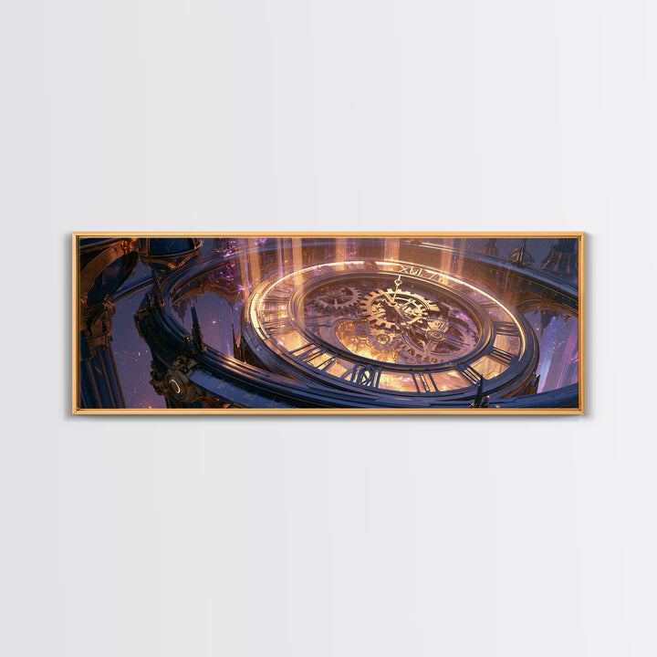 Clock Tower Gears Framed Canvas Print, Steampunk Art, Steampunk Decor, Living Room Decor, Fine Art, Mechanic, Textured Painting, STE-3x1-77