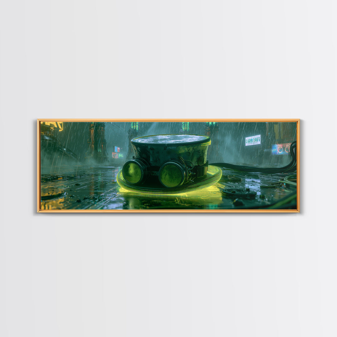 Top Hat and Goggles Still Life Canvas Print, Steampunk Art, Printable Wall Art, Living Room Decor, Oil Painting, Mechanic, STE-3x1-92