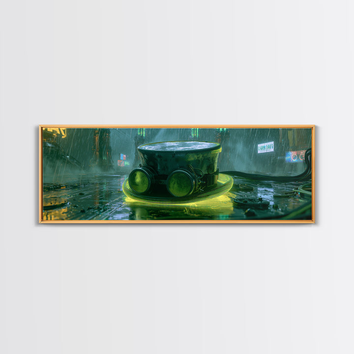 Top Hat and Goggles Still Life Canvas Print, Steampunk Art, Printable Wall Art, Living Room Decor, Oil Painting, Mechanic, STE-3x1-92