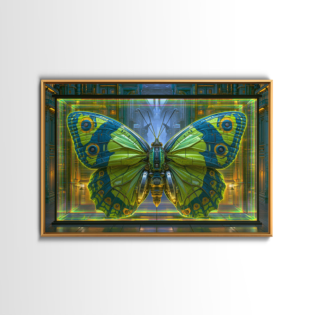 Mechanical Butterfly Specimen Canvas Print, Steampunk Art, Whimsigoth Decor, Living Room Decor, Mechanic, Neutral Decor, STE-3x2-42