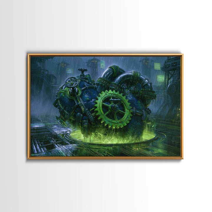 Gear Heart with Pipes and Valves Canvas Print, Steampunk Art, Gallery Decor, Living Room Decor, Fine Art, Mechanic, Wall Art, STE-3x2-48